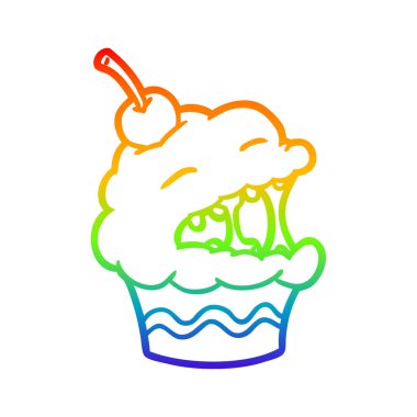 gökkuşağı degrade çizgi çizim komik cupcake