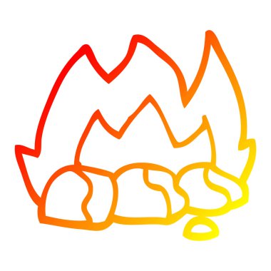 sıcak degrade çizgi çizim karikatür yanan kömürler