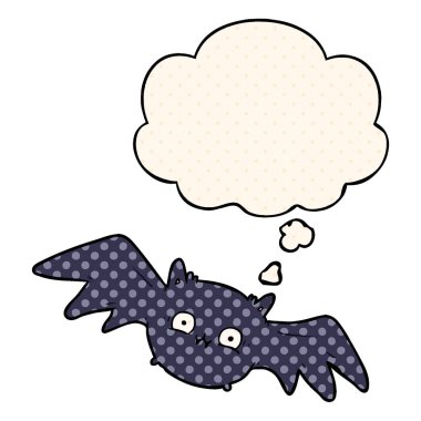 çizgi film halloween yarasa ve çizgi roman tarzında kabarcık düşünce