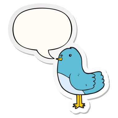 karikatür kuş ve konuşma kabarcık etiket