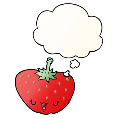 karikatür çilek ve pürüzsüz degrade tarzında düşünce balonu
