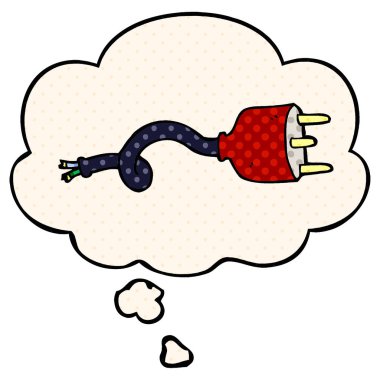 çizgi film elektrik fişi ve çizgi roman tarzında düşünce balonu