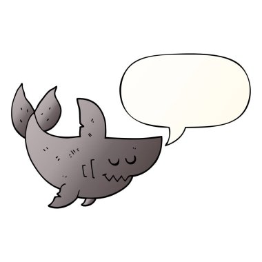 düzgün degrade tarzında karikatür köpekbalığı ve konuşma balonu