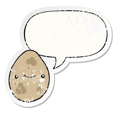 karikatür yumurta ve konuşma balonu sıkıntılı etiket
