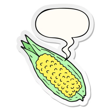 karikatür mısır ve konuşma kabarcık etiket