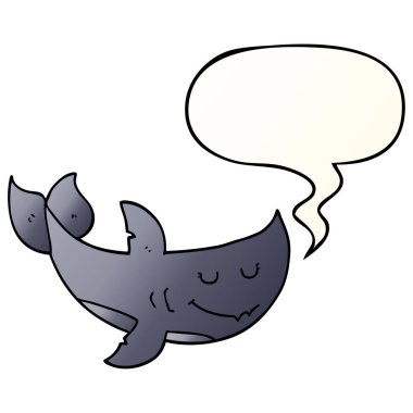 düzgün degrade tarzında karikatür köpekbalığı ve konuşma balonu