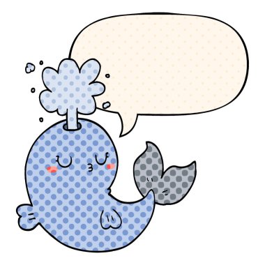 çizgi film balina spouting su ve konuşma balonu çizgi roman sty