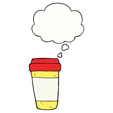 karikatür kahve fincanı ve düşünce balonu
