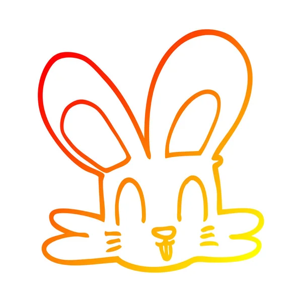 Warm gradient line drawing cartoon cute bunny — Stock Vector