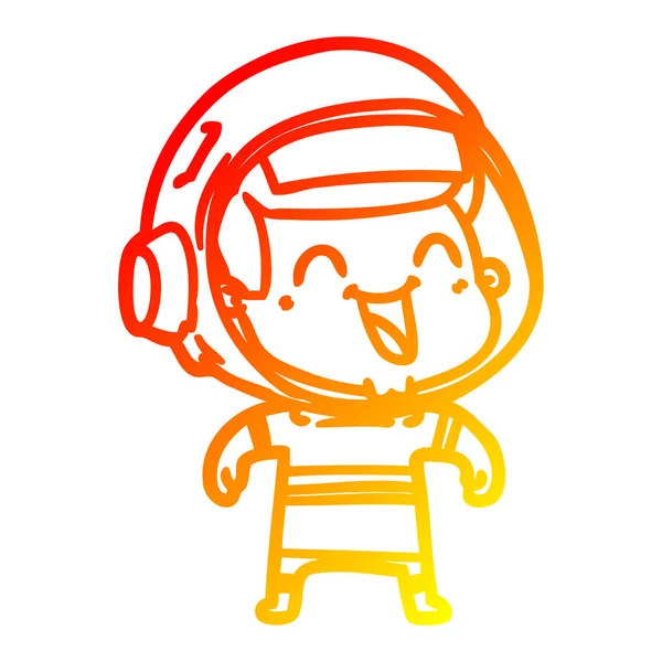 Тепла градієнтна лінія малюнок щасливий мультяшний астронавт — стоковий вектор