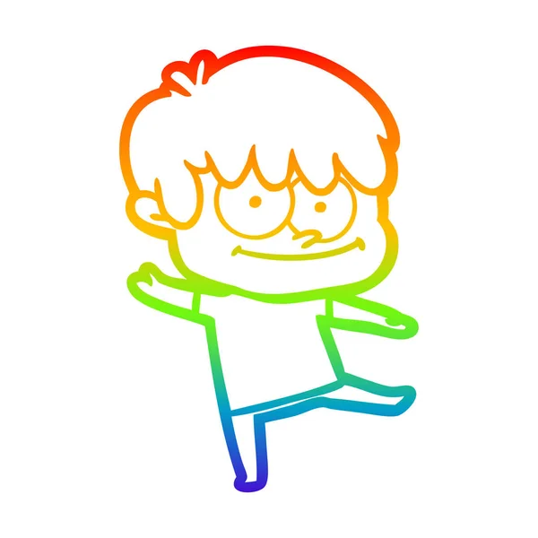 Arco-íris linha gradiente desenho feliz cartoon homem —  Vetores de Stock