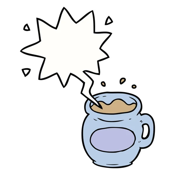 Cartoon mug of coffee and speech bubble — Stock Vector