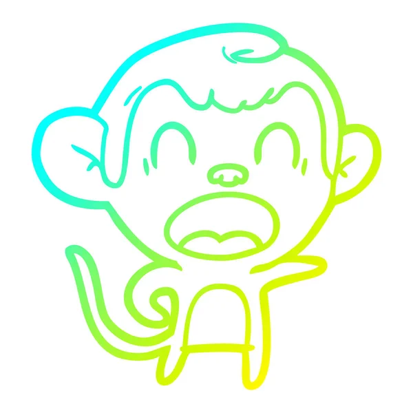 Linea di gradiente freddo disegno gridando scimmia cartone animato — Vettoriale Stock
