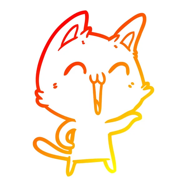 Ζεστό γραμμή ντεγκραντέ σχέδιο χαρούμενη γάτα κινουμένων σχεδίων — Διανυσματικό Αρχείο
