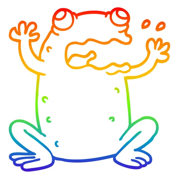 Rainbow gradient ligne dessin dessin animé fou grenouille — Image vectorielle