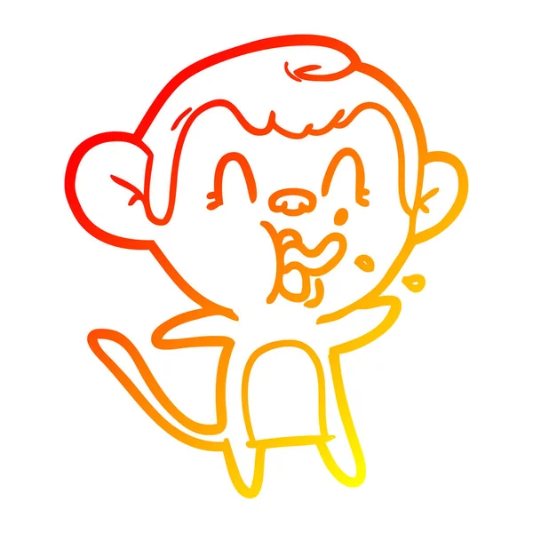 Linha gradiente quente desenho louco dos desenhos animados macaco — Vetor de Stock