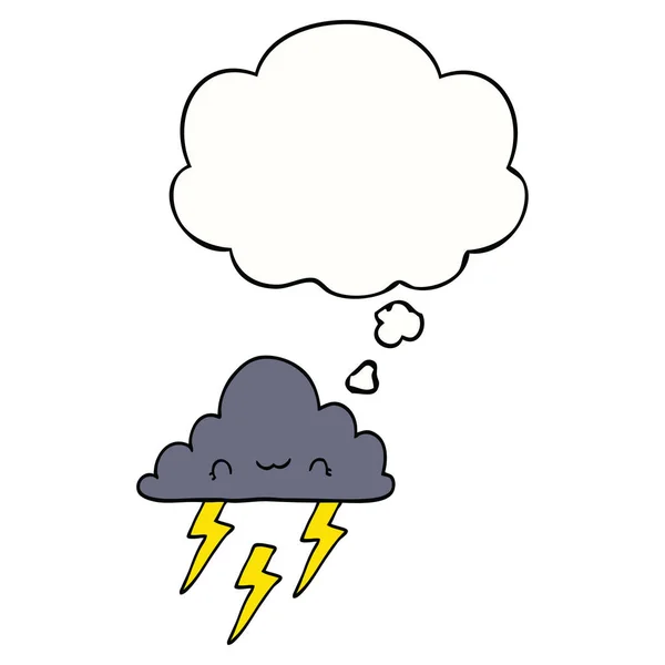 Cartoon Storm Cloud en gedachte Bubble — Stockvector