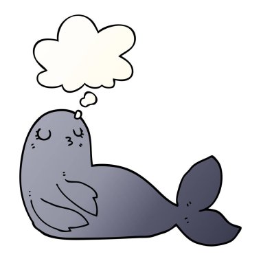 çizgi film mühür ve pürüzsüz degrade tarzında düşünce balonu