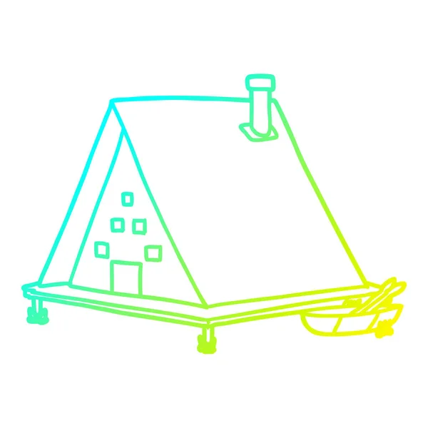 Froid gradient ligne dessin dessin animé lac maison — Image vectorielle