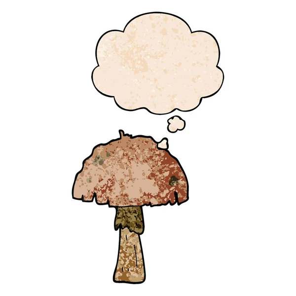 Мультяшный гриб и мыслепузырь в гранж текстуры st — стоковый вектор