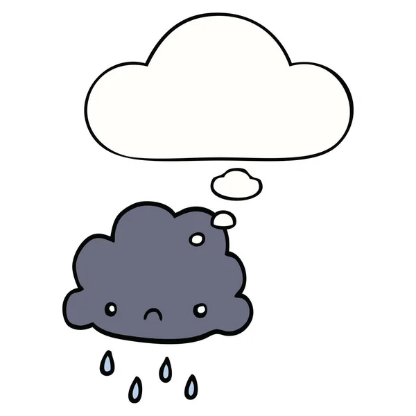 Cartoon storm cloud and thought bubble — Stock Vector