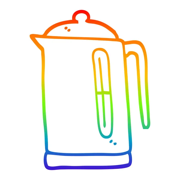 Arco-íris linha gradiente desenho cartoon chaleira — Vetor de Stock