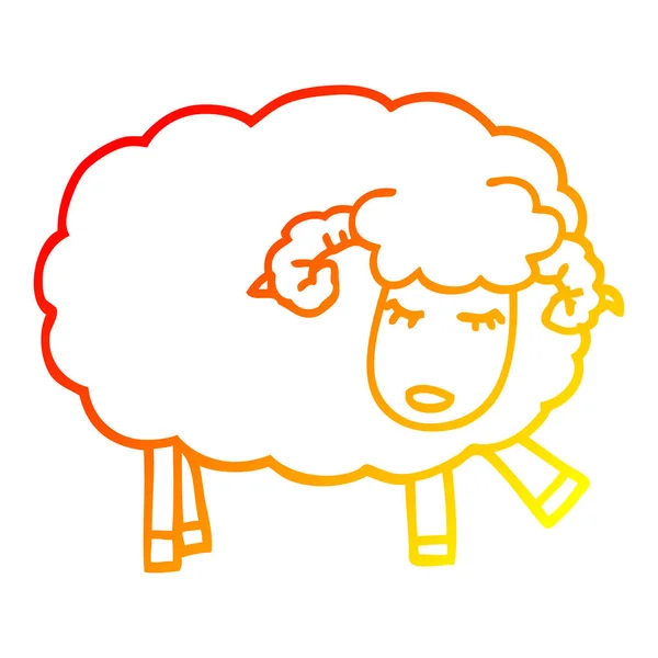 Chaud dégradé ligne dessin dessin animé mignon mouton — Image vectorielle