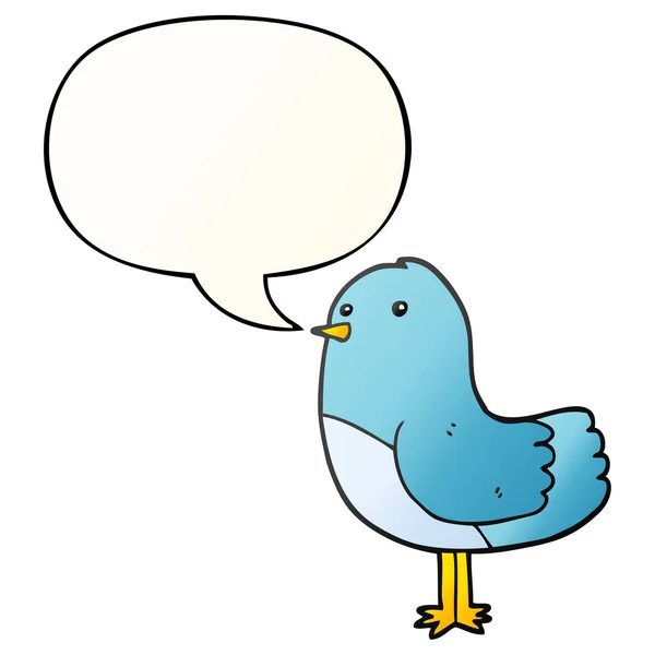 Πουλί καρτούν και φούσκα ομιλίας σε ομαλό στυλ ντεγκραντέ — Διανυσματικό Αρχείο