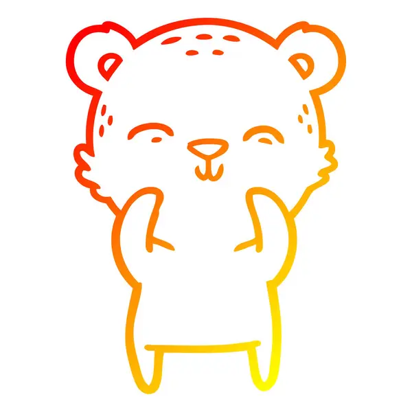 Теплий градієнт лінії малюнок щасливий мультяшний ведмідь — стоковий вектор