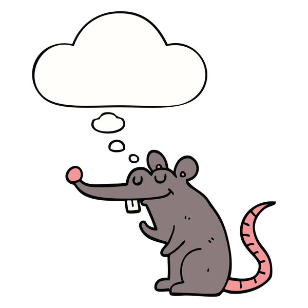 Rato de desenho animado e bolha de pensamento — Vetor de Stock