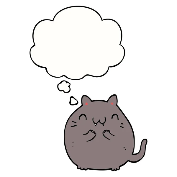 Heureux chat dessin animé et bulle de pensée — Image vectorielle