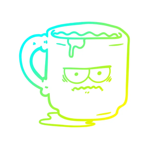 Froid dégradé ligne dessin dessin dessin animé sale bureau tasse — Image vectorielle