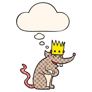 çizgi film fare kral gülme ve çizgi roman tarzında kabarcık düşünce