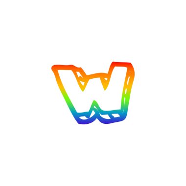 gökkuşağı degrade çizgi çizim karikatür harf w