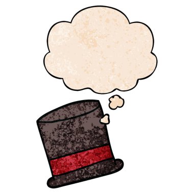 karikatür şapka ve grunge doku desen tarzında düşünce balonu