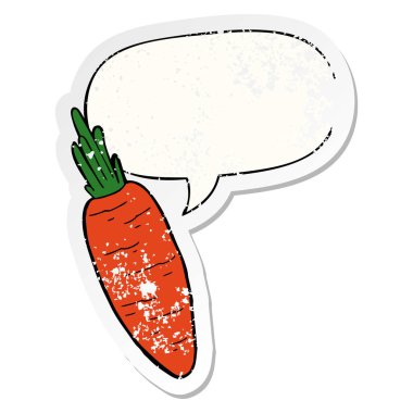 karikatür havuç ve konuşma balonu sıkıntılı etiket