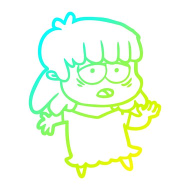 soğuk degrade çizgi çizim karikatür yorgun kadın