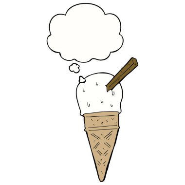 karikatür dondurma ve düşünce balonu