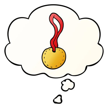 karikatür spor madalya ve pürüzsüz degrade tarzında düşünce balonu