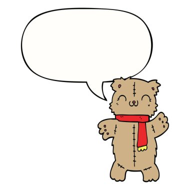 karikatür oyuncak ayı ve konuşma balonu