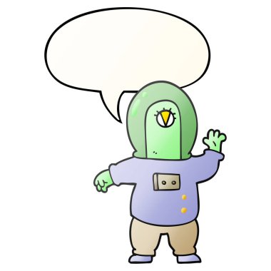 çizgi film uzay yabancı ve konuşma balonu pürüzsüz degrade tarzında