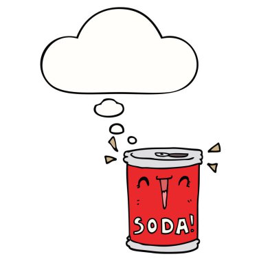 karikatür soda can ve düşünce balonu