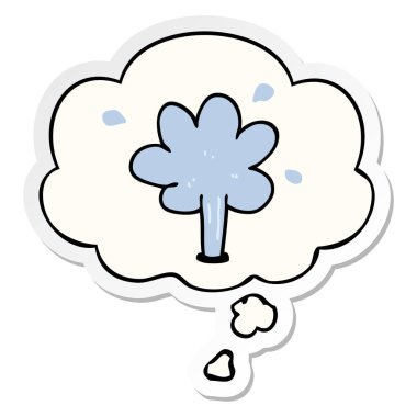 karikatür su fışkırtma ve baskılı bir etiket olarak kabarcık düşünce