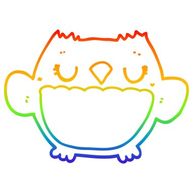 gökkuşağı degrade çizgi çizim karikatür baykuş