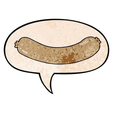 retro doku tarzında karikatür sosis ve konuşma balonu