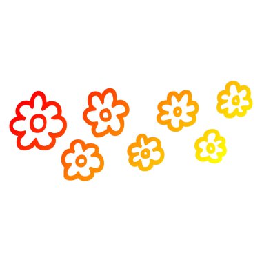 sıcak degrade çizgi çizim karikatür dekoratif çiçekler