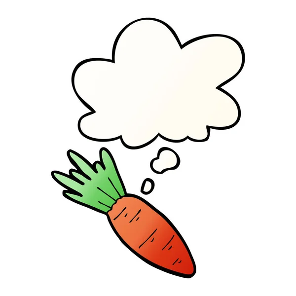 Cartoon carrot and thought bubble in smooth gradient style — Stock Vector