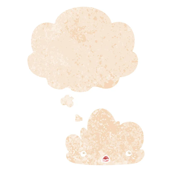Słodkie kreskówki chmura i myśl bańka w stylu retro teksturowane — Wektor stockowy