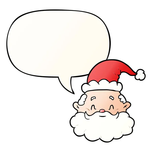 Cartoon-Weihnachtsmann-Gesicht und Sprechblase in sanftem Gefälle — Stockvektor