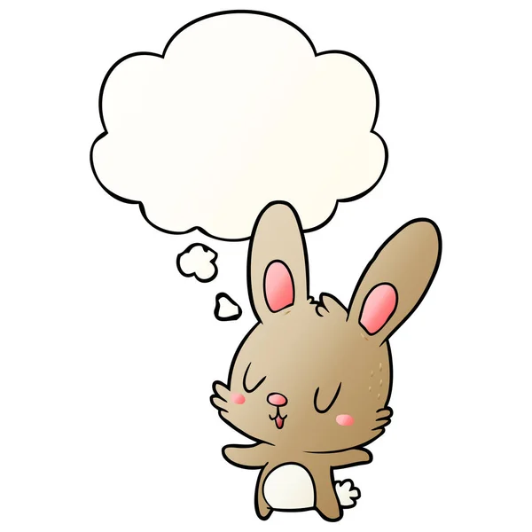 Słodkie kreskówka królik i myśl bańka w gładki gradient styl — Wektor stockowy